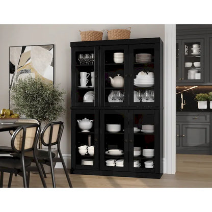 Palace Imports 100% Solid Wood 48.5 Pantry China Cabinet with Clear Glass Doors and Adjustable Shelves