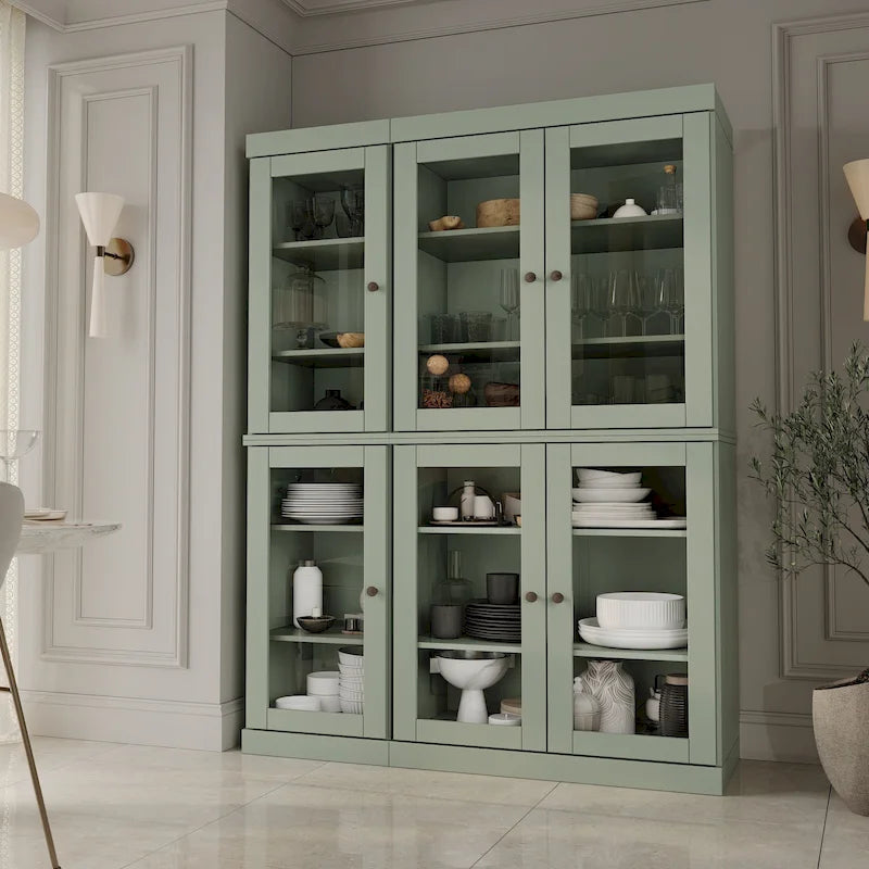 Palace Imports 100% Solid Wood 48.5 Pantry China Cabinet with Clear Glass Doors and Adjustable Shelves