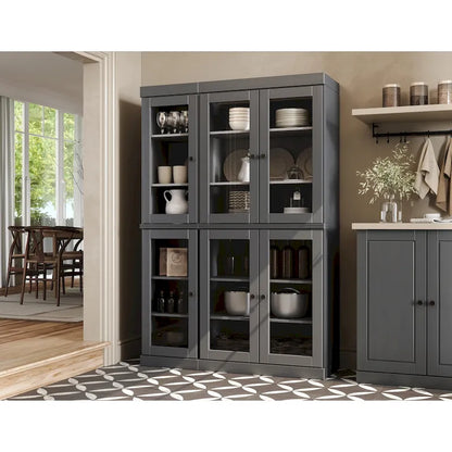 Palace Imports 100% Solid Wood 48.5 Pantry China Cabinet with Clear Glass Doors and Adjustable Shelves