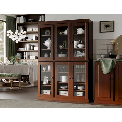 Palace Imports 100% Solid Wood 48.5 Pantry China Cabinet with Clear Glass Doors and Adjustable Shelves
