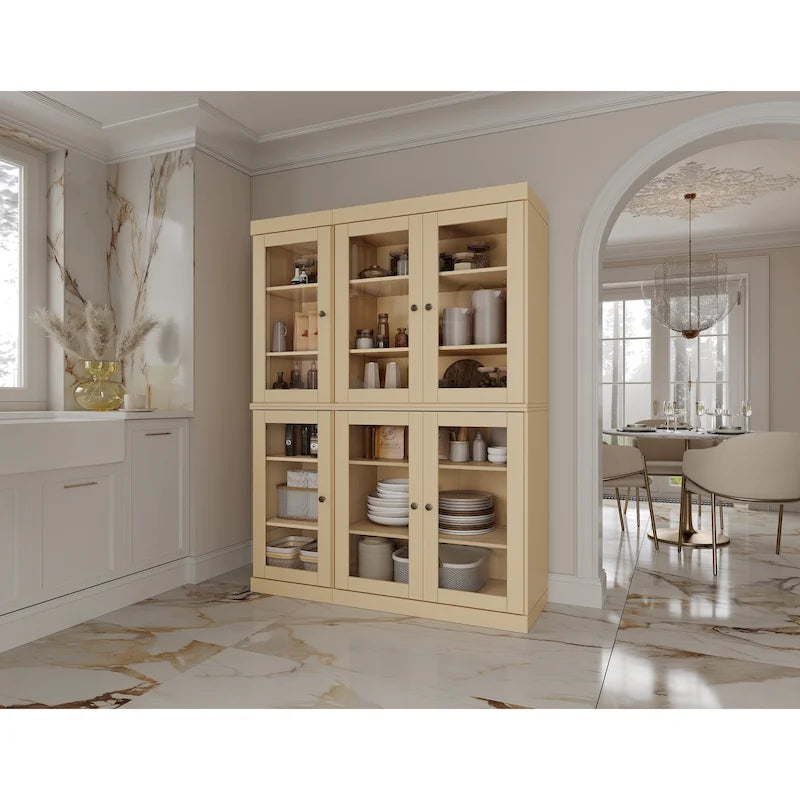 Palace Imports 100% Solid Wood 48.5 Pantry China Cabinet with Clear Glass Doors and Adjustable Shelves