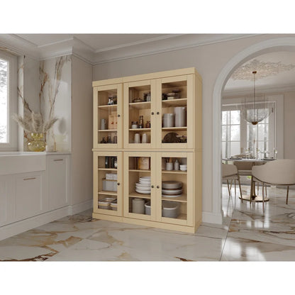 Palace Imports 100% Solid Wood 48.5 Pantry China Cabinet with Clear Glass Doors and Adjustable Shelves