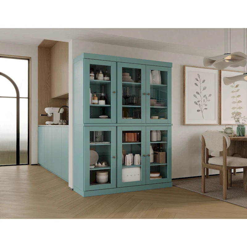 Palace Imports 100% Solid Wood 48.5 Pantry China Cabinet with Clear Glass Doors and Adjustable Shelves