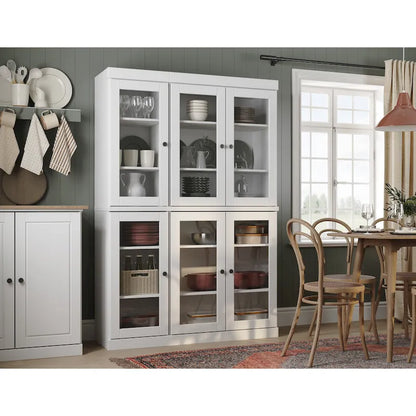 Palace Imports 100% Solid Wood 48.5 Pantry China Cabinet with Clear Glass Doors and Adjustable Shelves