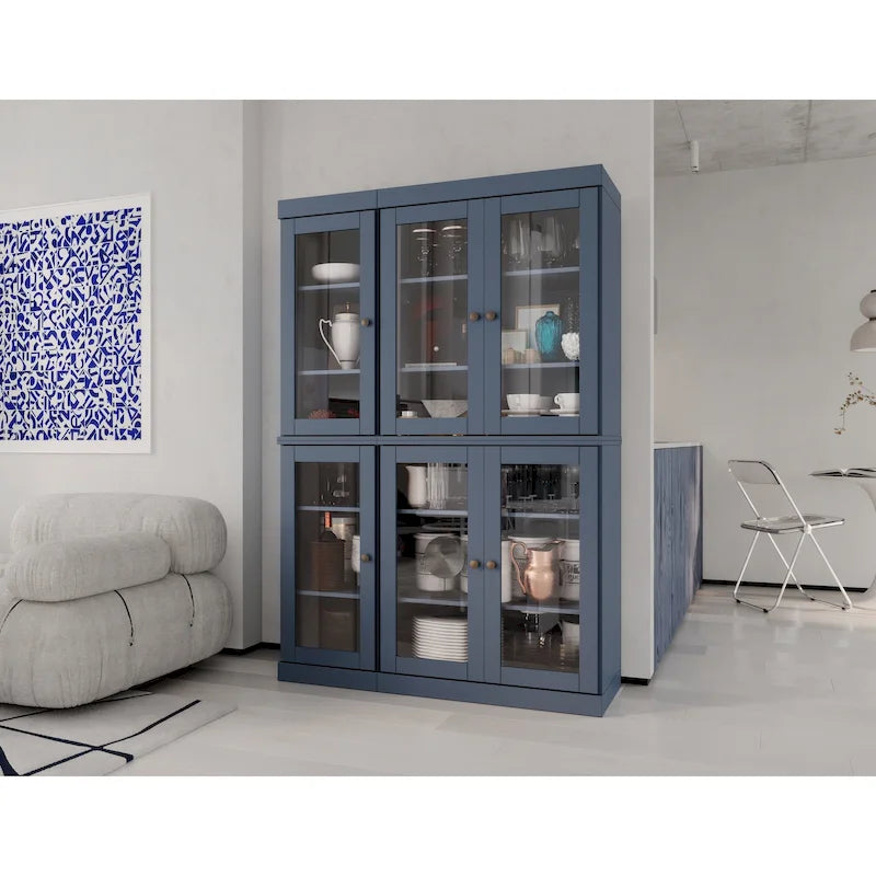 Palace Imports 100% Solid Wood 48.5 Pantry China Cabinet with Clear Glass Doors and Adjustable Shelves