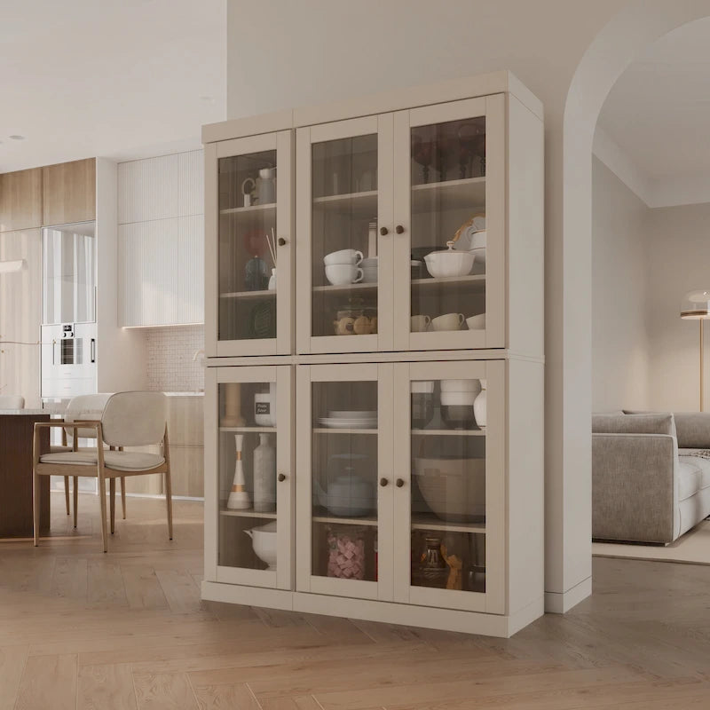 Palace Imports 100% Solid Wood 48.5 Pantry China Cabinet with Clear Glass Doors and Adjustable Shelves