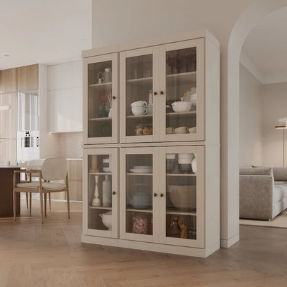 Palace Imports 100% Solid Wood 48.5 Pantry China Cabinet with Clear Glass Doors and Adjustable Shelves