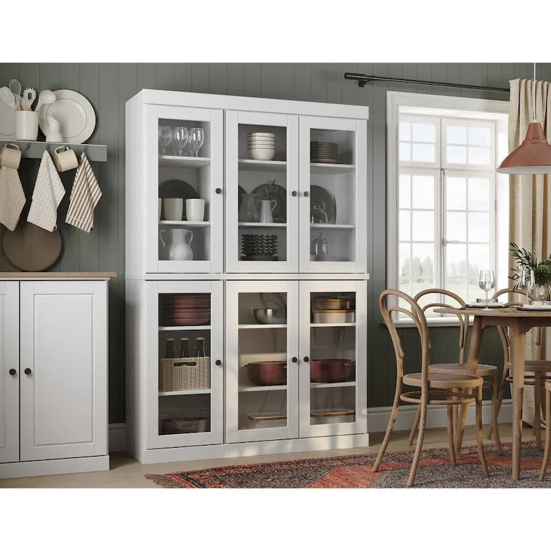 Palace Imports 100% Solid Wood 48.5 Pantry China Cabinet with Clear Glass Doors and Adjustable Shelves