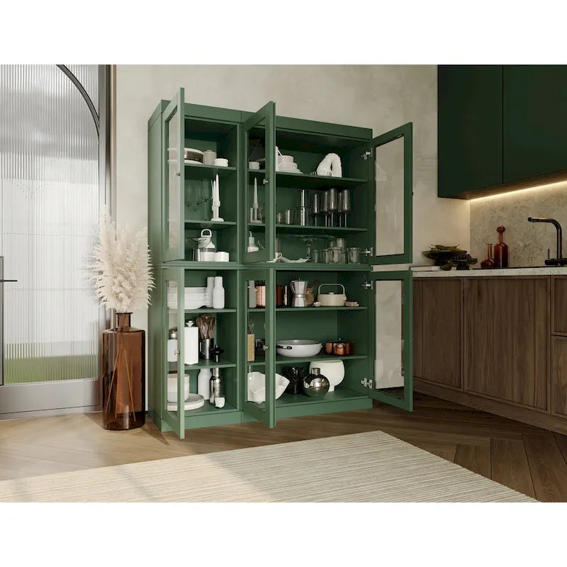 Palace Imports 100% Solid Wood 48.5 Pantry China Cabinet with Clear Glass Doors and Adjustable Shelves