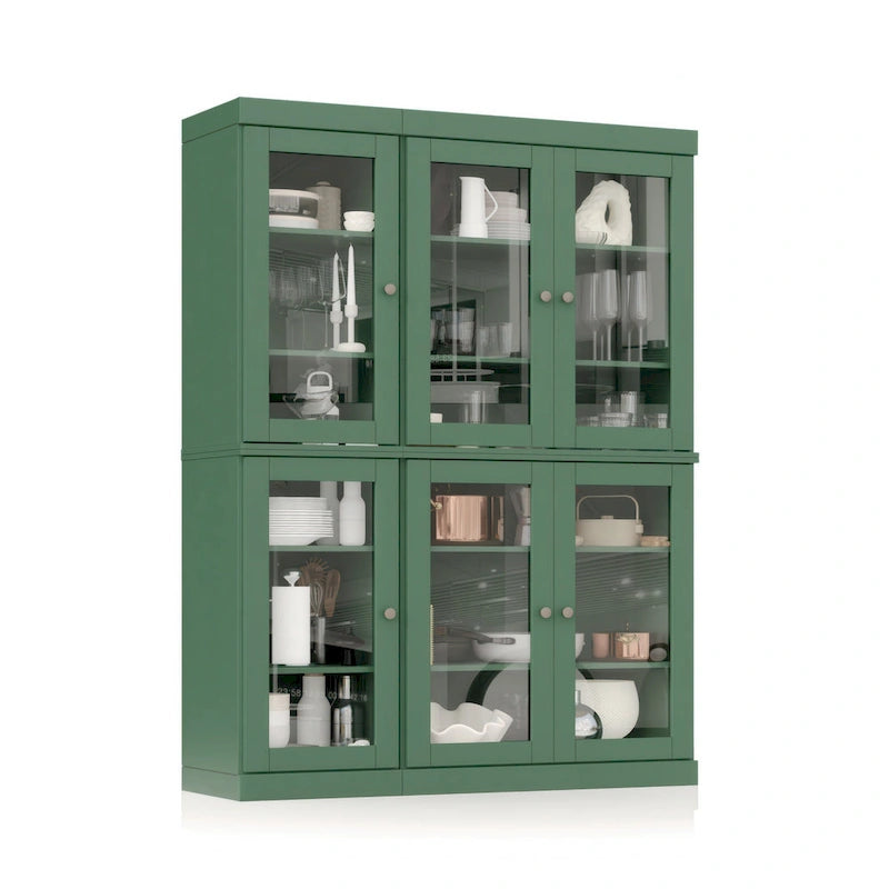 Palace Imports 100% Solid Wood 48.5 Pantry China Cabinet with Clear Glass Doors and Adjustable Shelves