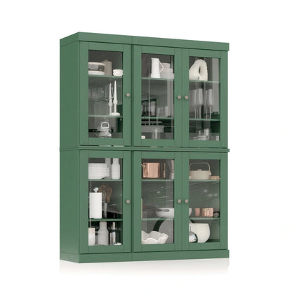 Palace Imports 100% Solid Wood 48.5 Pantry China Cabinet with Clear Glass Doors and Adjustable Shelves