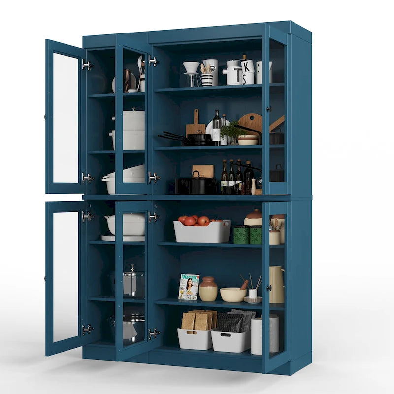 Palace Imports 100% Solid Wood 48.5 Pantry China Cabinet with Clear Glass Doors and Adjustable Shelves