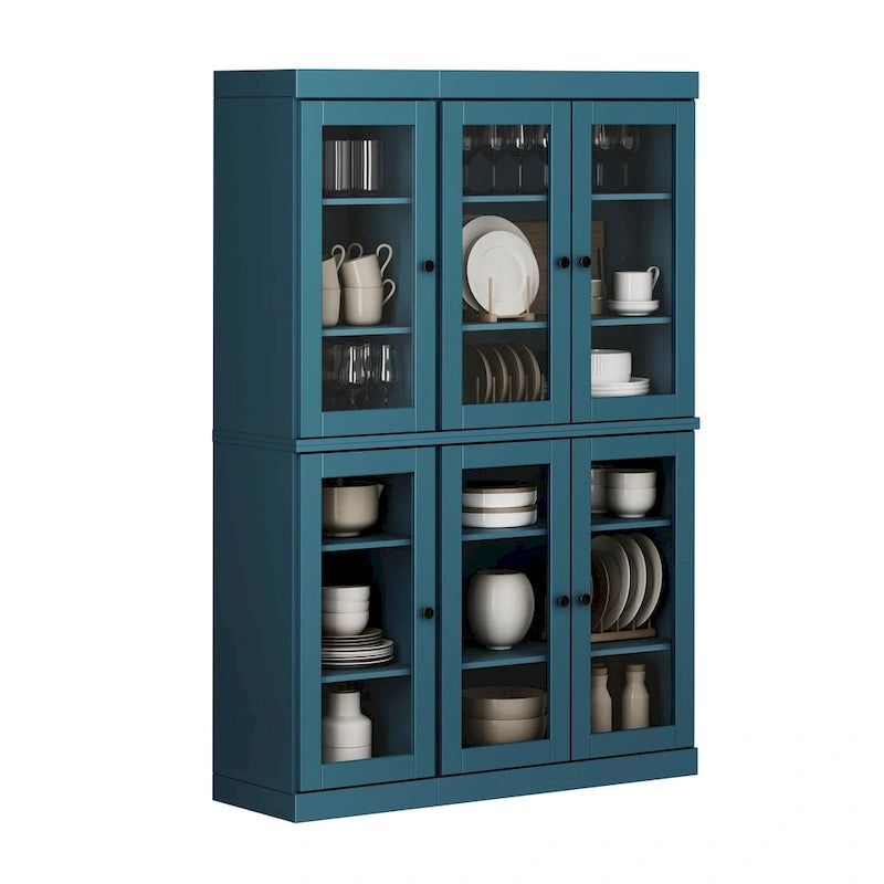 Palace Imports 100% Solid Wood 48.5 Pantry China Cabinet with Clear Glass Doors and Adjustable Shelves