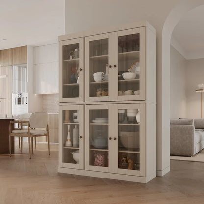 Palace Imports 100% Solid Wood 48.5 Pantry China Cabinet with Clear Glass Doors and Adjustable Shelves