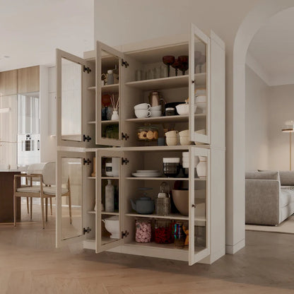 Palace Imports 100% Solid Wood 48.5 Pantry China Cabinet with Clear Glass Doors and Adjustable Shelves