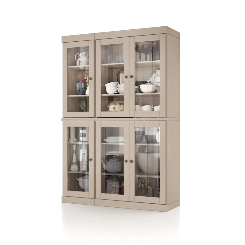 Palace Imports 100% Solid Wood 48.5 Pantry China Cabinet with Clear Glass Doors and Adjustable Shelves