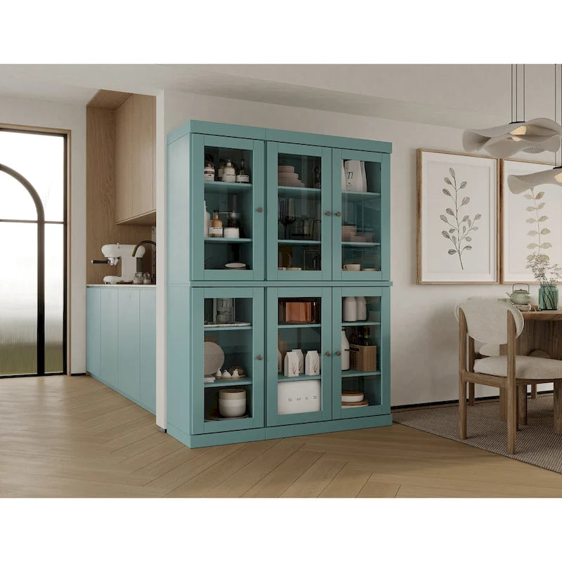 Palace Imports 100% Solid Wood 48.5 Pantry China Cabinet with Clear Glass Doors and Adjustable Shelves