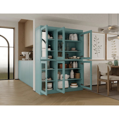 Palace Imports 100% Solid Wood 48.5 Pantry China Cabinet with Clear Glass Doors and Adjustable Shelves