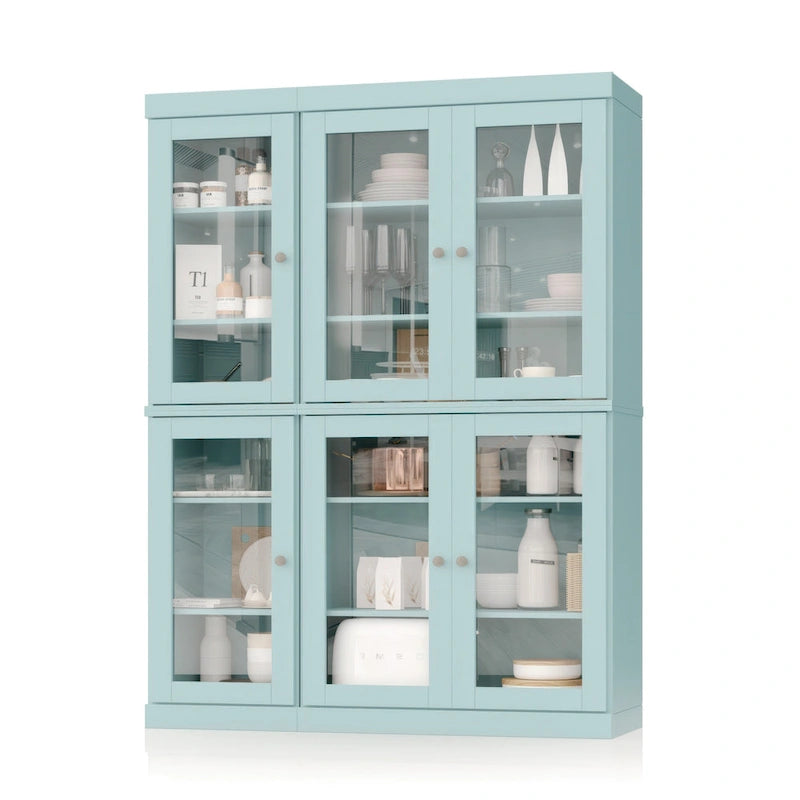 Palace Imports 100% Solid Wood 48.5 Pantry China Cabinet with Clear Glass Doors and Adjustable Shelves
