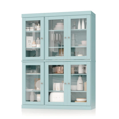 Palace Imports 100% Solid Wood 48.5 Pantry China Cabinet with Clear Glass Doors and Adjustable Shelves