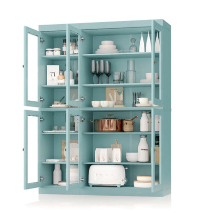 Palace Imports 100% Solid Wood 48.5 Pantry China Cabinet with Clear Glass Doors and Adjustable Shelves