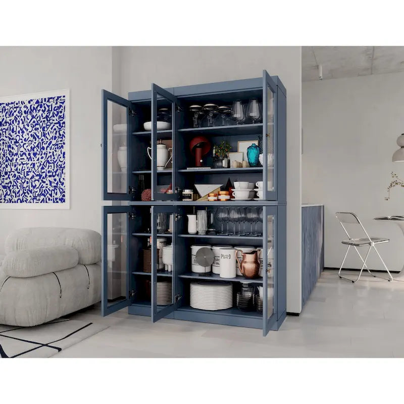 Palace Imports 100% Solid Wood 48.5 Pantry China Cabinet with Clear Glass Doors and Adjustable Shelves