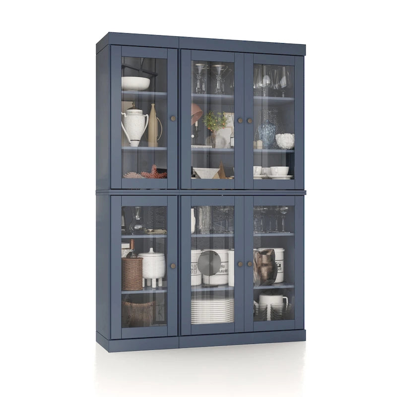 Palace Imports 100% Solid Wood 48.5 Pantry China Cabinet with Clear Glass Doors and Adjustable Shelves