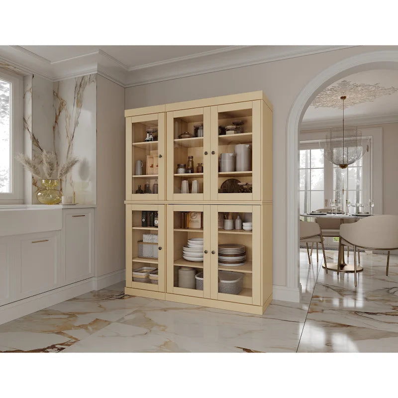 Palace Imports 100% Solid Wood 48.5 Pantry China Cabinet with Clear Glass Doors and Adjustable Shelves