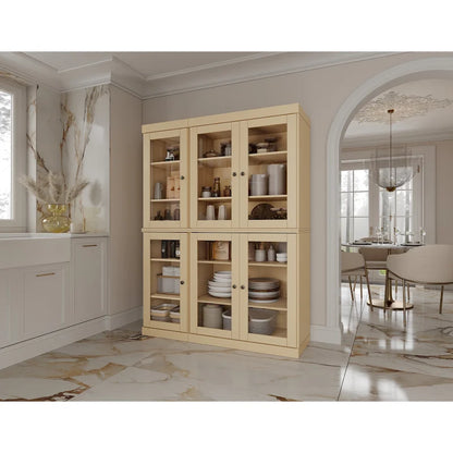 Palace Imports 100% Solid Wood 48.5 Pantry China Cabinet with Clear Glass Doors and Adjustable Shelves