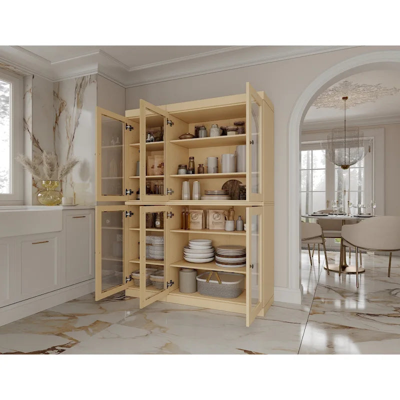 Palace Imports 100% Solid Wood 48.5 Pantry China Cabinet with Clear Glass Doors and Adjustable Shelves