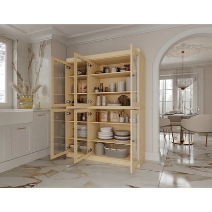 Palace Imports 100% Solid Wood 48.5 Pantry China Cabinet with Clear Glass Doors and Adjustable Shelves