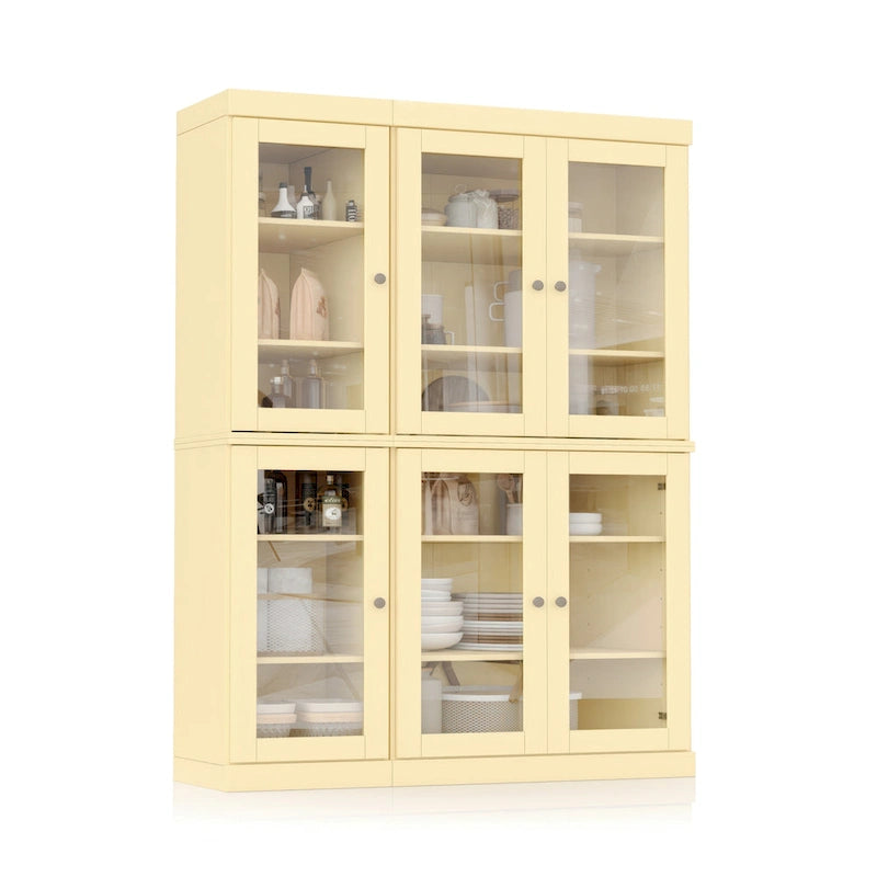 Palace Imports 100% Solid Wood 48.5 Pantry China Cabinet with Clear Glass Doors and Adjustable Shelves