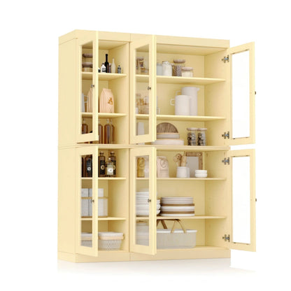 Palace Imports 100% Solid Wood 48.5 Pantry China Cabinet with Clear Glass Doors and Adjustable Shelves