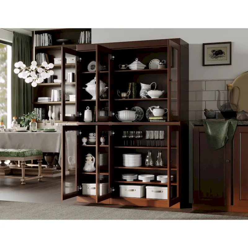 Palace Imports 100% Solid Wood 48.5 Pantry China Cabinet with Clear Glass Doors and Adjustable Shelves