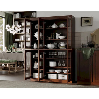 Palace Imports 100% Solid Wood 48.5 Pantry China Cabinet with Clear Glass Doors and Adjustable Shelves