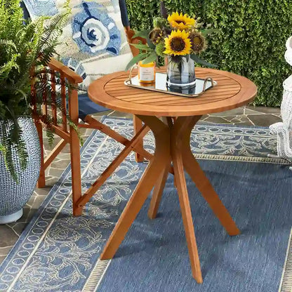 Costway 27 Outdoor Round Table Solid Wood Coffee Side Bistro Table - See Description