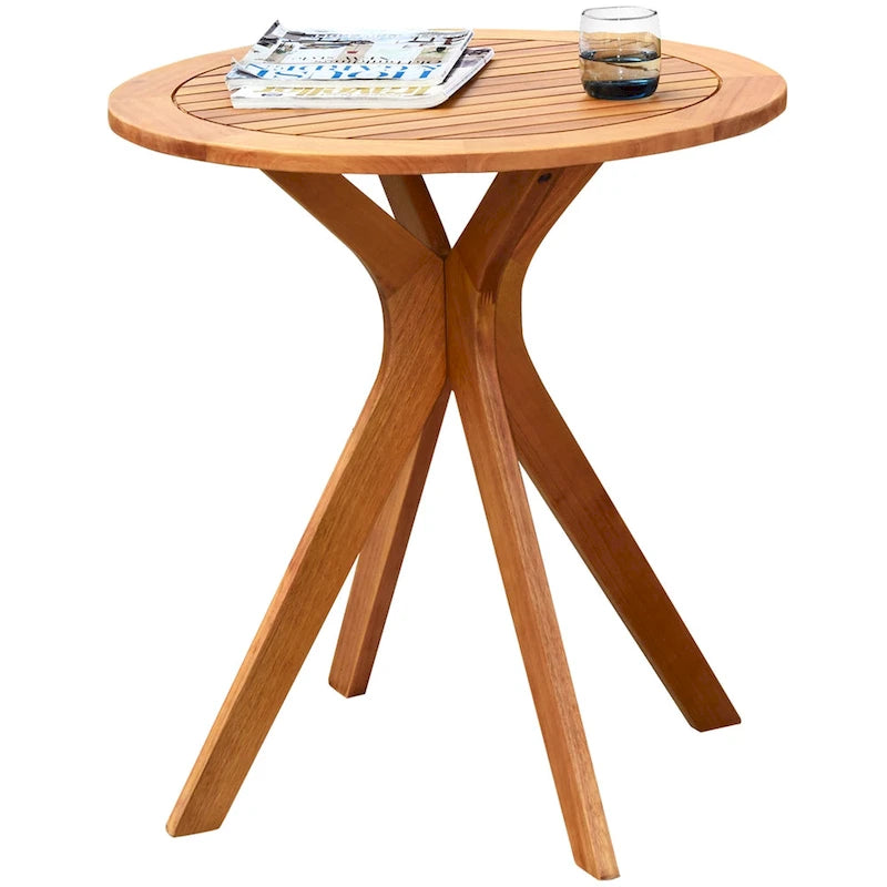 Costway 27 Outdoor Round Table Solid Wood Coffee Side Bistro Table - See Description