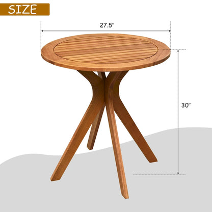 Costway 27 Outdoor Round Table Solid Wood Coffee Side Bistro Table - See Description