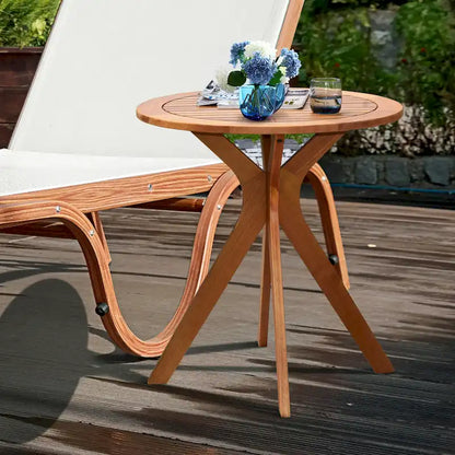 Costway 27 Outdoor Round Table Solid Wood Coffee Side Bistro Table - See Description