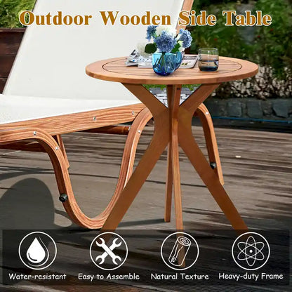 Costway 27 Outdoor Round Table Solid Wood Coffee Side Bistro Table - See Description