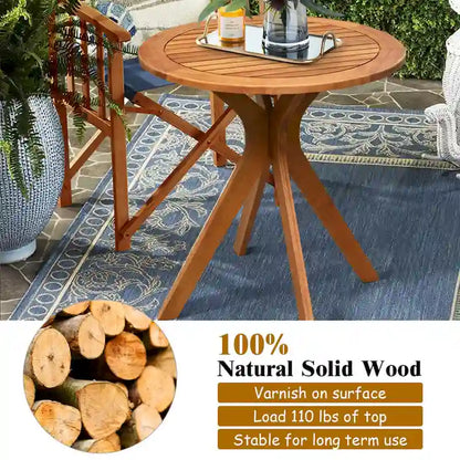 Costway 27 Outdoor Round Table Solid Wood Coffee Side Bistro Table - See Description