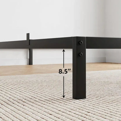 Bed Frame No Box Spring Needed, Heavy Duty Queen Platform Metal Bed Frame with Metal Slats