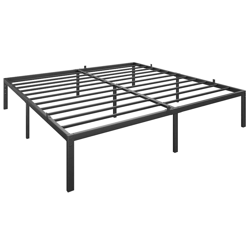 Bed Frame No Box Spring Needed, Heavy Duty Queen Platform Metal Bed Frame with Metal Slats