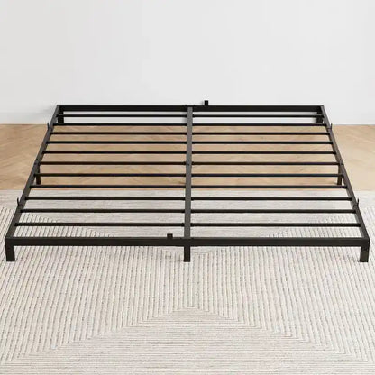 Bed Frame No Box Spring Needed, Heavy Duty Queen Platform Metal Bed Frame with Metal Slats