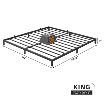 Bed Frame No Box Spring Needed, Heavy Duty Queen Platform Metal Bed Frame with Metal Slats