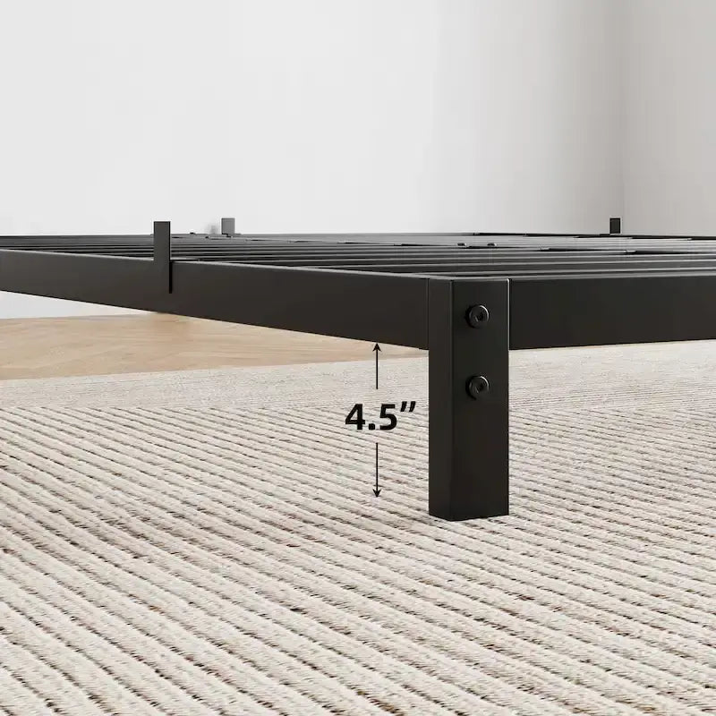 Bed Frame No Box Spring Needed, Heavy Duty Queen Platform Metal Bed Frame with Metal Slats