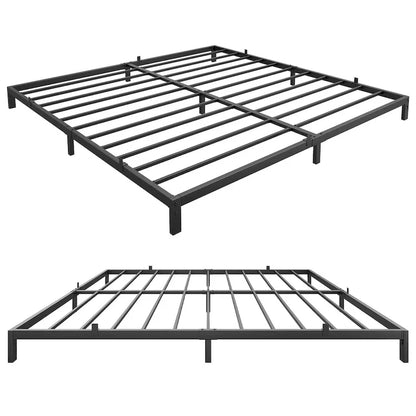 Bed Frame No Box Spring Needed, Heavy Duty Queen Platform Metal Bed Frame with Metal Slats