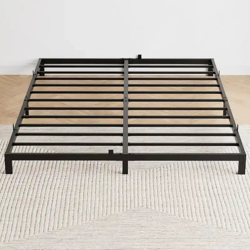 Bed Frame No Box Spring Needed, Heavy Duty Queen Platform Metal Bed Frame with Metal Slats