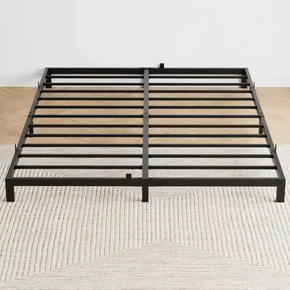 Bed Frame No Box Spring Needed, Heavy Duty Queen Platform Metal Bed Frame with Metal Slats