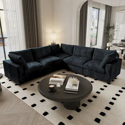 Modular Sectional Couch, Convertible V Shaped Sofa for Living Room, Deep Seat Cloud Sectional Couch, 5 Seat Comfy Modular Sofa